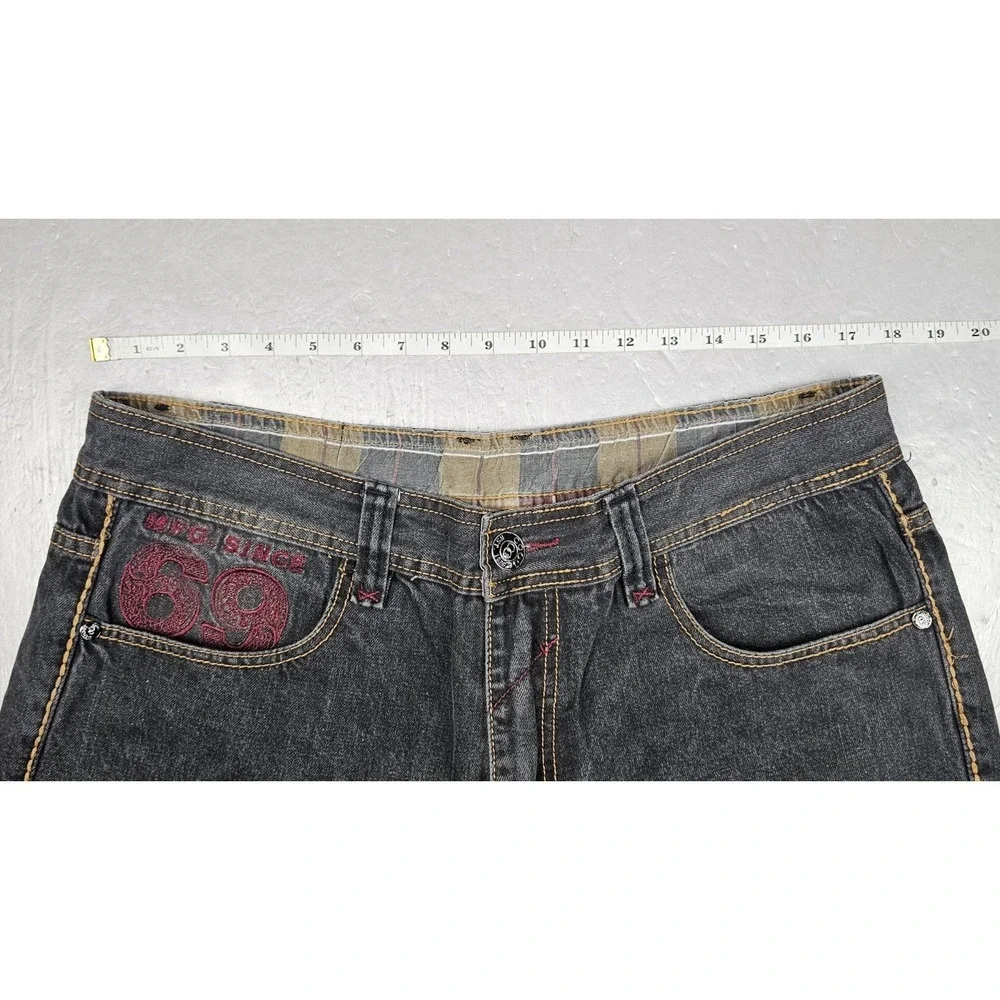 Vtg Coogi Jeans Mens 36x34 Black Embroidered‎ Punk Grunge Streetwear Hiphop